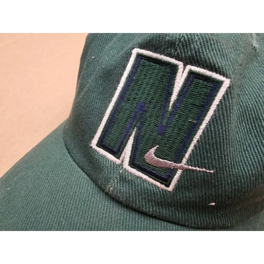 Vintage 90's NIKE N LOGO Snapback Hat Green Spellout Under Brim Y2K Youth Kids